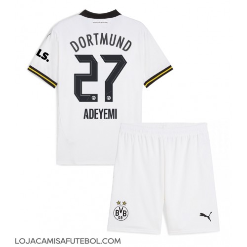 Camisa de Futebol Borussia Dortmund Karim Adeyemi #27 Equipamento Alternativo Infantil 2024-25 Manga Curta (+ Calças curtas)